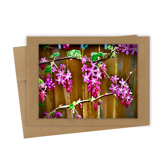 "Red Flowering Currant" Handmade 5x7 Greeting Card