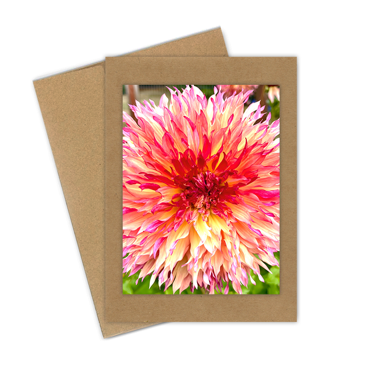 "Myrtle's Foly Dahlia"  Handmade 5x7 Greeting Card