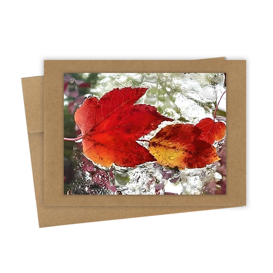 "Floating Leaves, Pair" Handmade 5x7 Greeting Card
