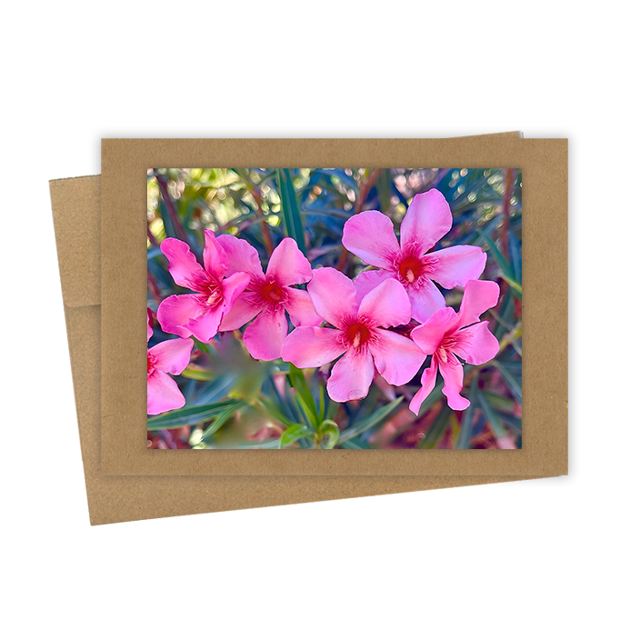 "Pink Oleander"  Handmade 5x7 Greeting Card
