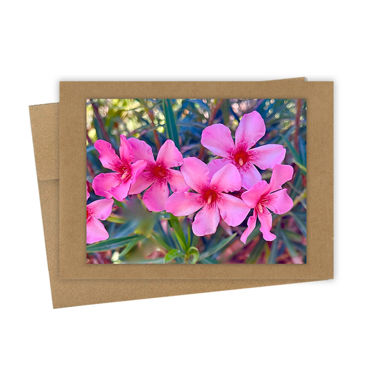 "Pink Oleander"  Handmade 5x7 Greeting Card