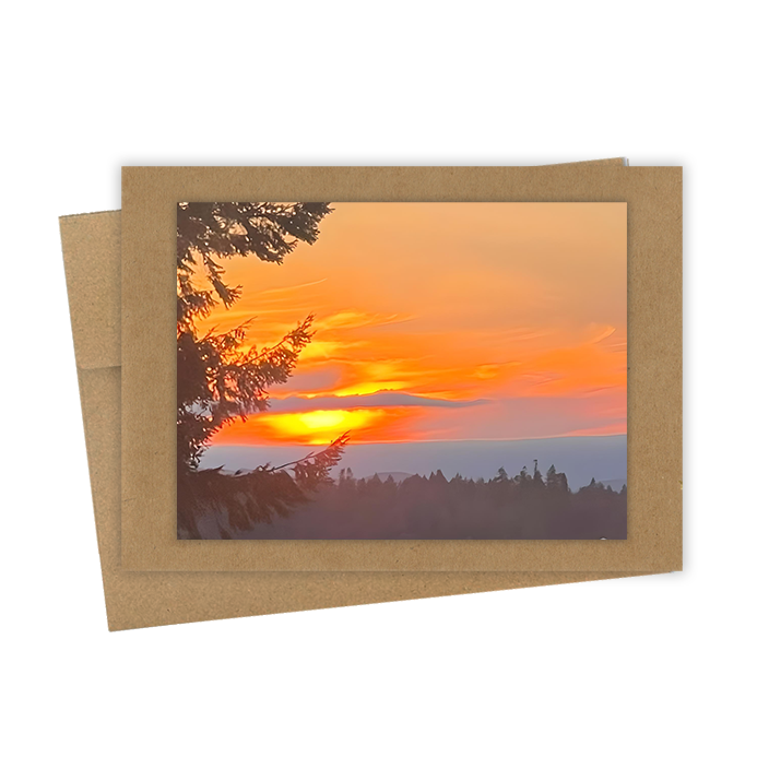 "Fiery Sunset" Handmade 5x7 Greeting Card