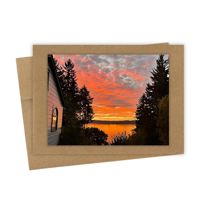 "Sunset by House"  Handmade 5x7 Greeting Card