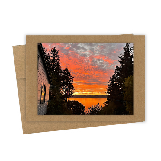 "Sunset by House"  Handmade 5x7 Greeting Card