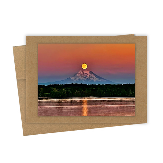 "Moonrise Over Ranier"  Handmade 5x7 Greeting Card