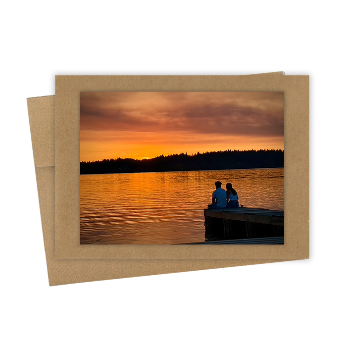 "Sunset on Docks"  Handmade 5x7 Greeting Card